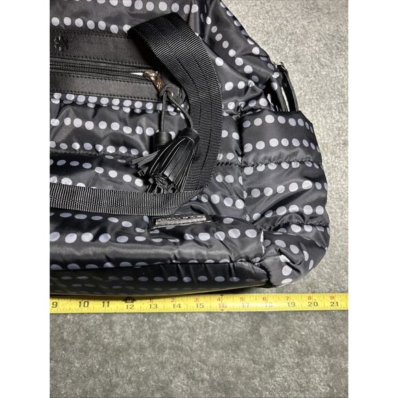 Skip Hop Diaper Bag Puffer Quilted Baby Changing Pad Shoulder Black Grey Dots - Picture 11 of 15